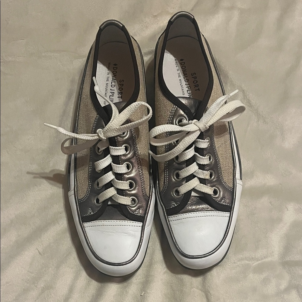Women's Brown and White Sneakers